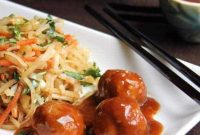 Sweet and Sticky Asian Meatball Noodles
