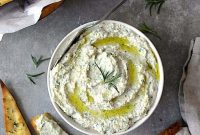 Rosemary Sea Salt Flatbread Crisps & Creamy Artichoke White Bean Dip