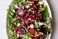Honey Balsamic Roasted Beet Salad Walnut Goat Cheese
