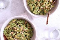 Penne with Velvety Cashew Spinach Pesto