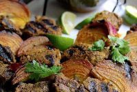 Spiced Indian Beef Skewers with Creamy Cilantro Coconut Sauce