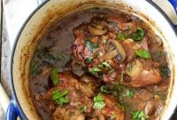 Pinot Noir Chicken Forestiere with Basil