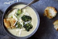 Golden Broccoli Cheddar Bliss with Crispy Garlic Croutons