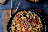 Vibrant Thai Sesame Noodle Bowl with Tofu and Fresh Veggies