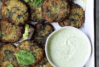 Golden Zucchini, Red Lentil & Spinach Fritters with Zesty Cilantro Yogurt