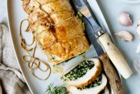 Creamy Spinach-Ricotta Stuffed Turkey Breast with Zesty Garlic-Herb Sauce