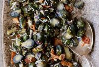 Crispy Roasted Purple Brussels Sprouts with Bacon and Parmesan