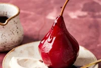 Crimson Poached Pears