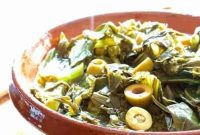 Tangy Braised Greens with Briny Olives