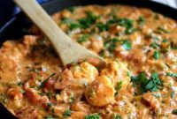 Andouille Shrimp & Grits with Creamy Parmesan Peppercorn