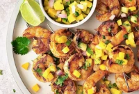 Tropical Grilled Shrimp Skewers with Fresh Mango Pineapple Salsa