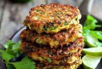 Firecracker Zucchini Fritters with Cool Cilantro Lime Sour Cream