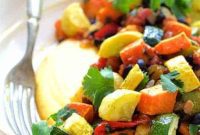 Hearty Roasted Vegetable and Black Bean Stew with Creamy Polenta
