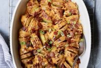 Golden Cheesy Bacon Hasselback Potatoes