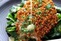 Golden Catfish Meuniere with Toasted Pecans and Sizzling Spicy Greens