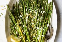 Asparagus with Tangy Goat Cheese and Crispy Walnuts