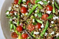 Bright Lemon Lentil Salad with Crisp Asparagus and Juicy Tomatoes