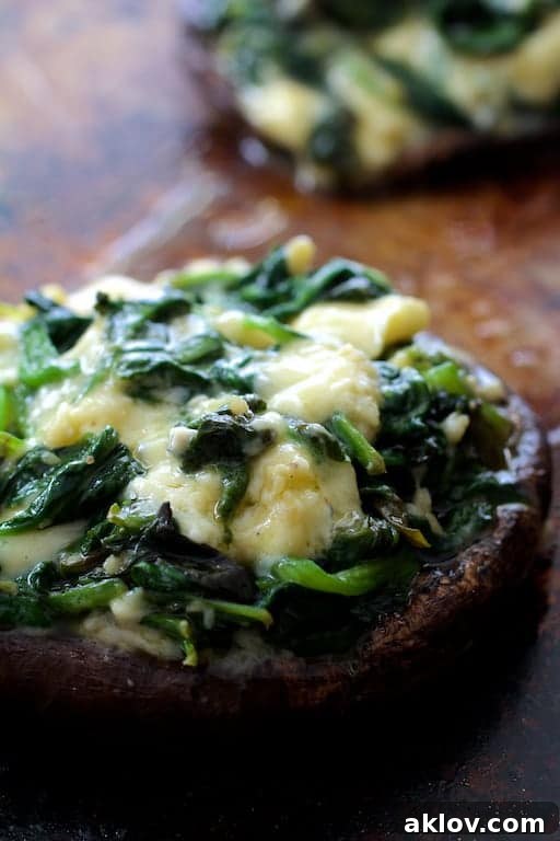 Photo of Spinach Cambozola Stuffed Mushrooms, ready for cooking.