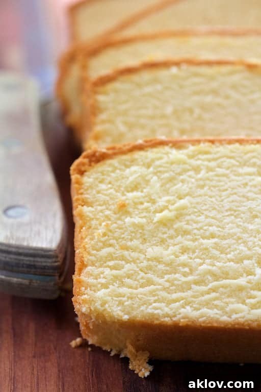 Close-up photo of pound cake slices.