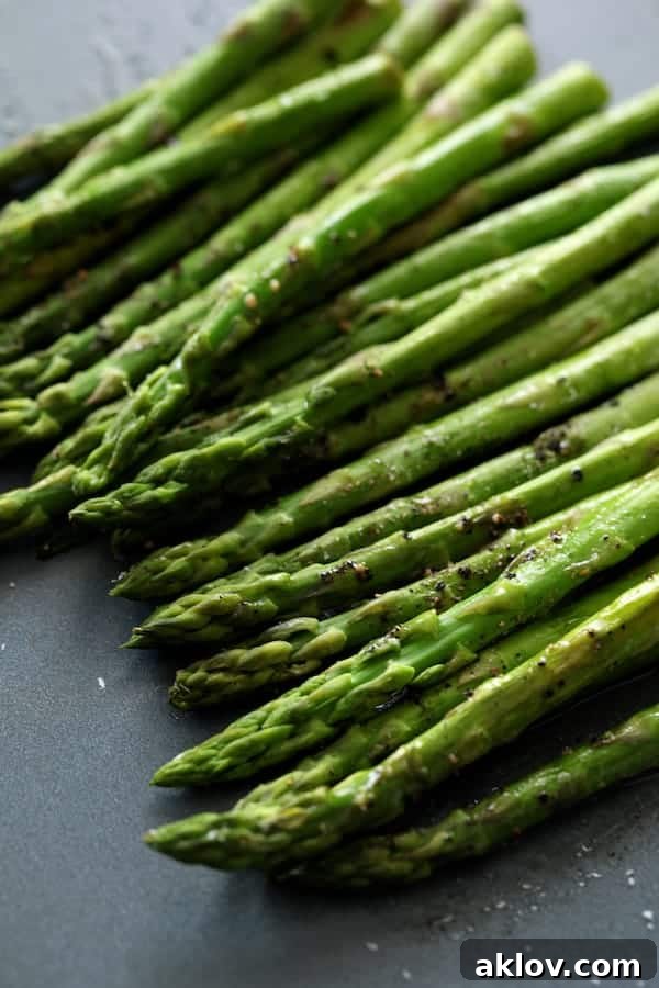 Photo of roasted asparagus.