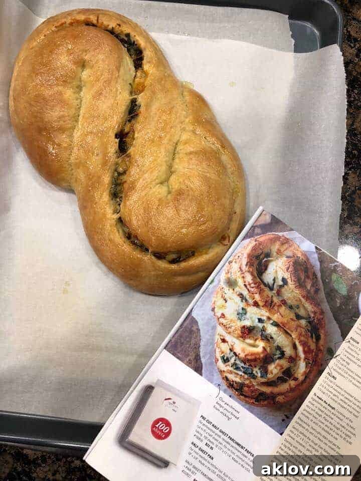 A comparison photo of the baked bread recipe and the inspirational recipe from the King Arthur Flour catalog.