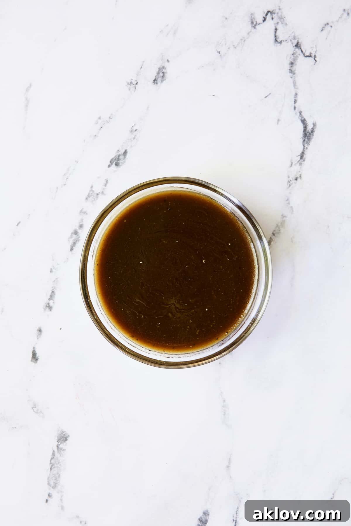Honey Balsamic Dressing in glass bowl.