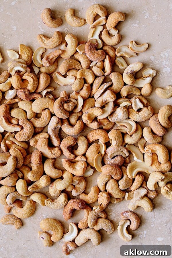 Photo of cashews on marble surface, ready for soaking.