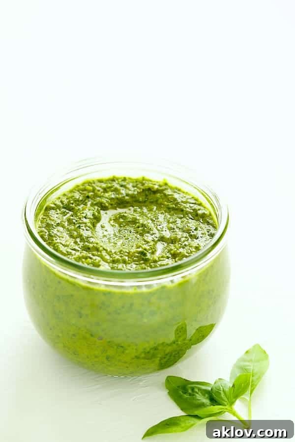 Photo of Spicy Basil Chimichurri in glass jar.