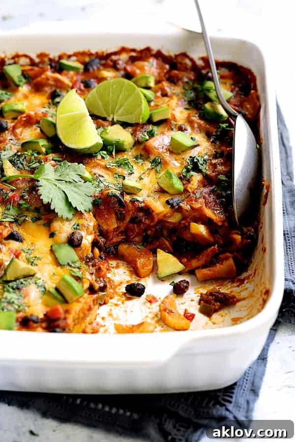 Photo of casserole with a serving removed.