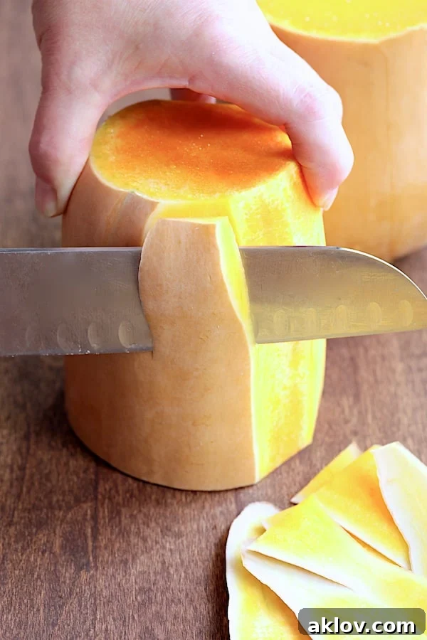 Photo of how to peel butternut squash