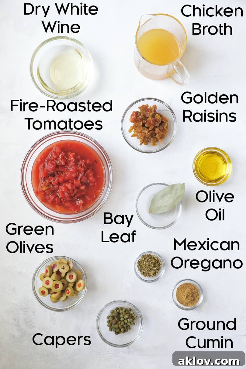Overhead shot of pantry ingredients for picadillo