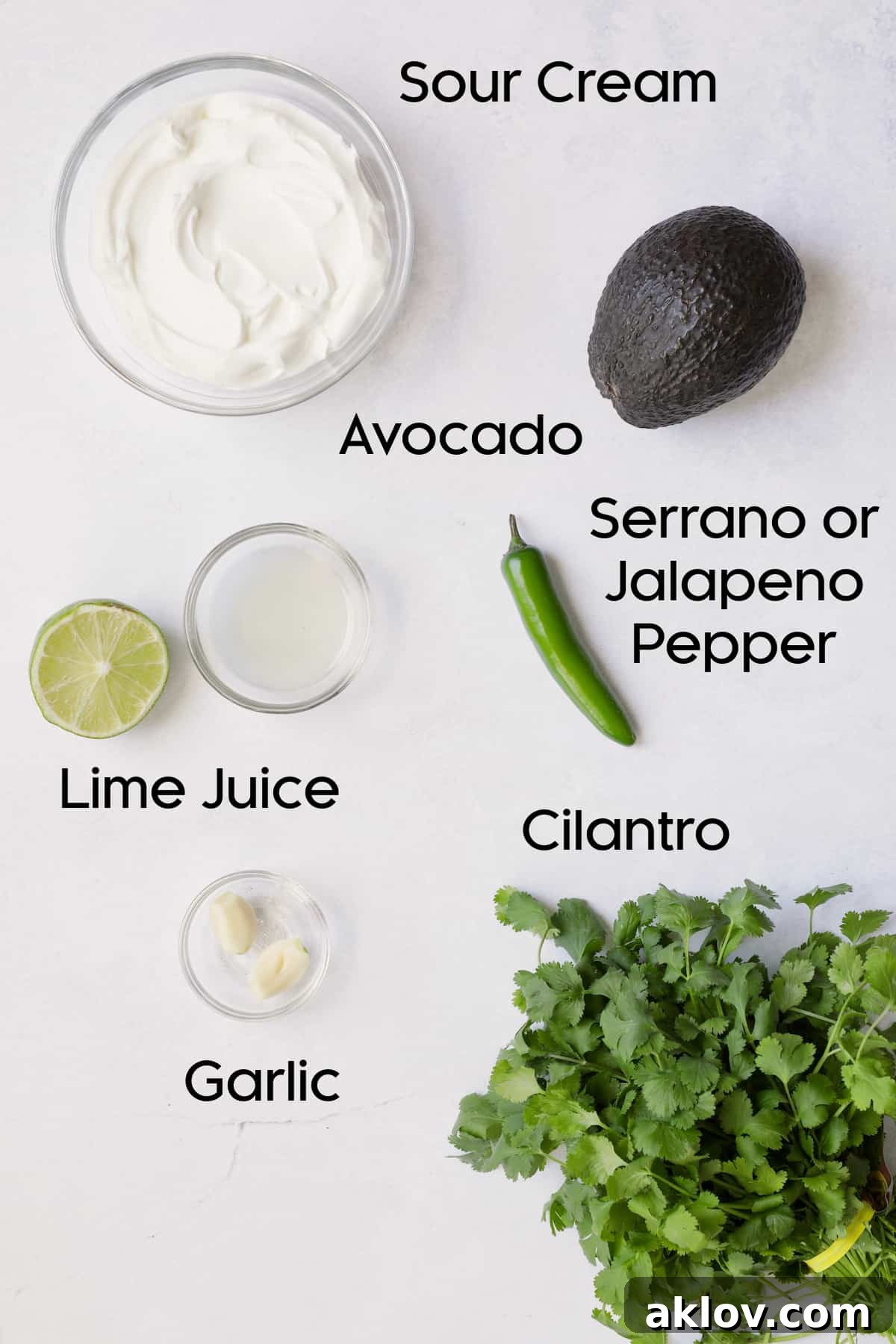 Photo of ingredients for Cilantro - Avocado Sour Cream.