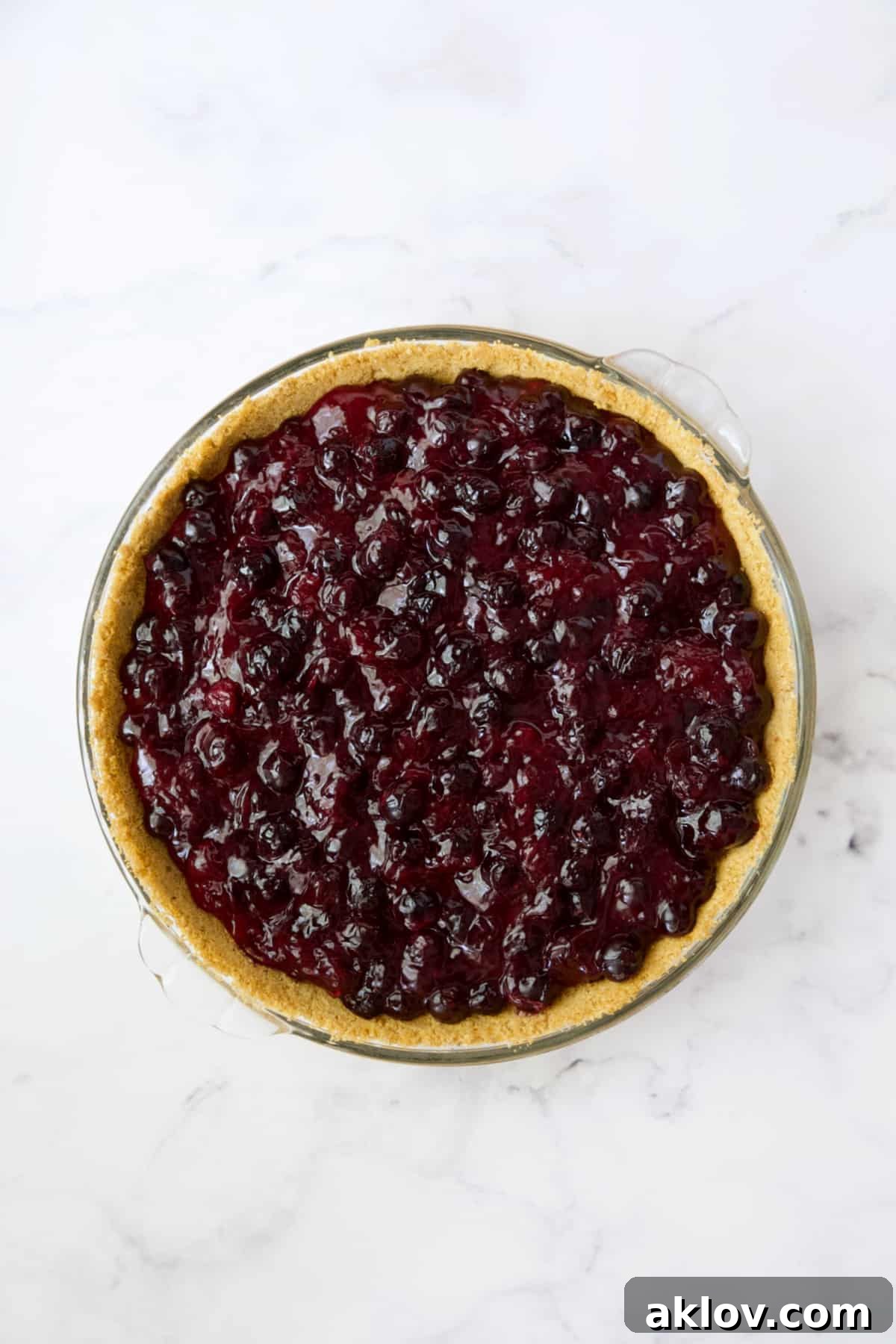 Process photo of finished Blueberry Cream Cheese Pie.
