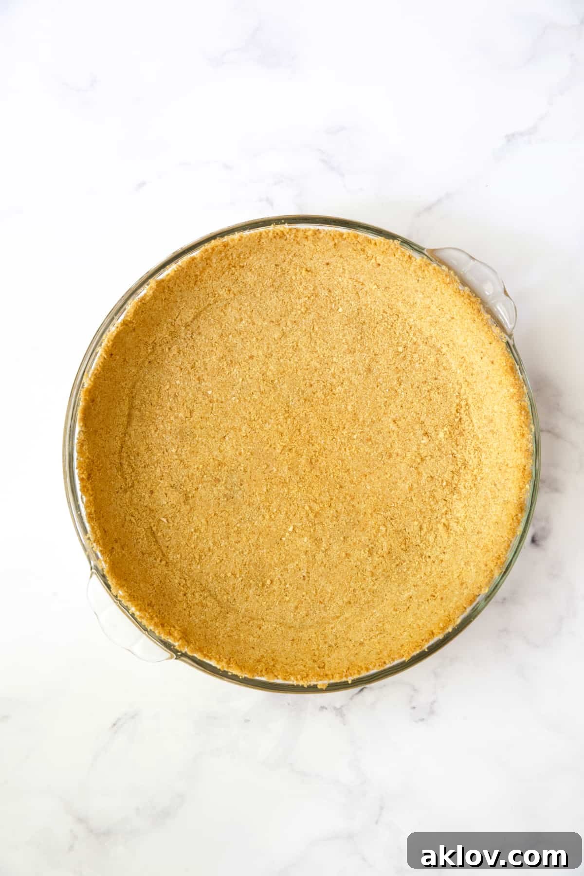 Process photo of baked graham cracker crust.