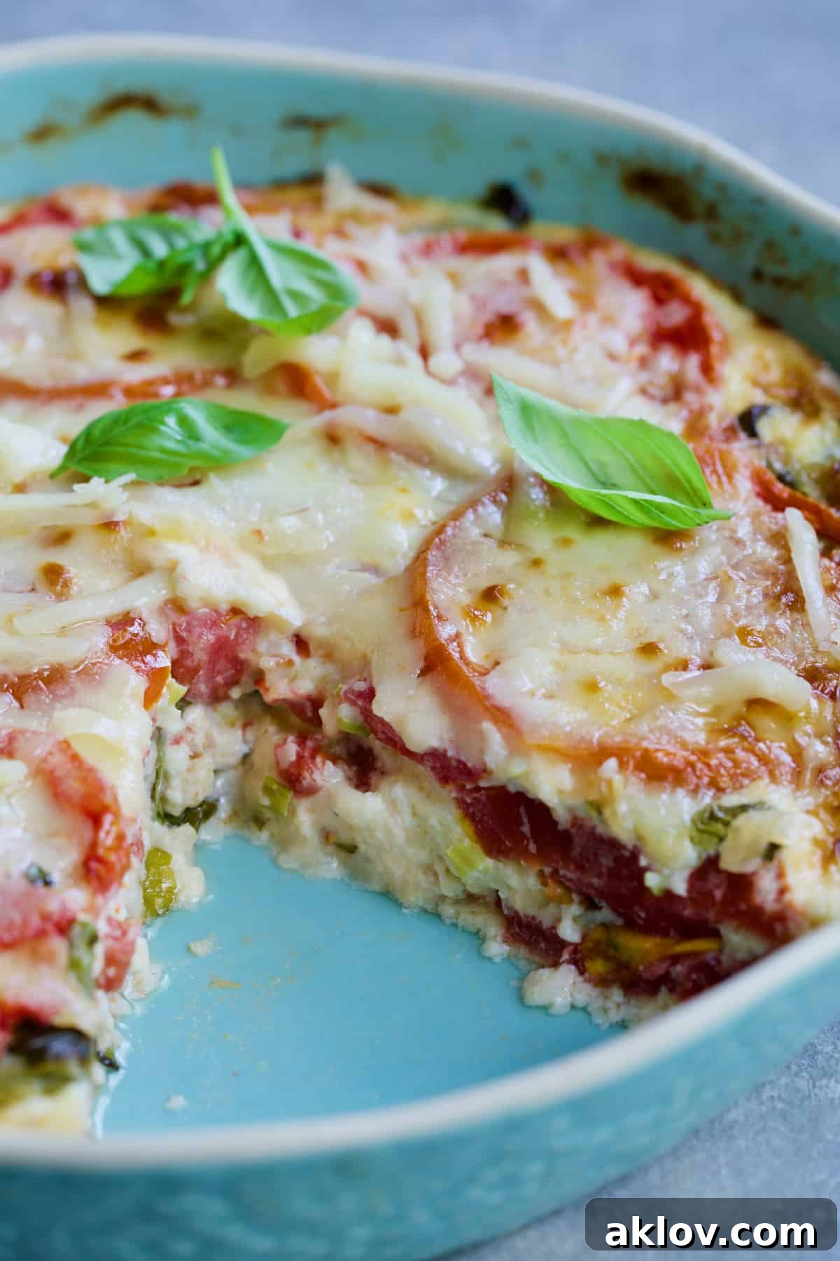 Photo of interior of Crustless Southern Tomato Pie.