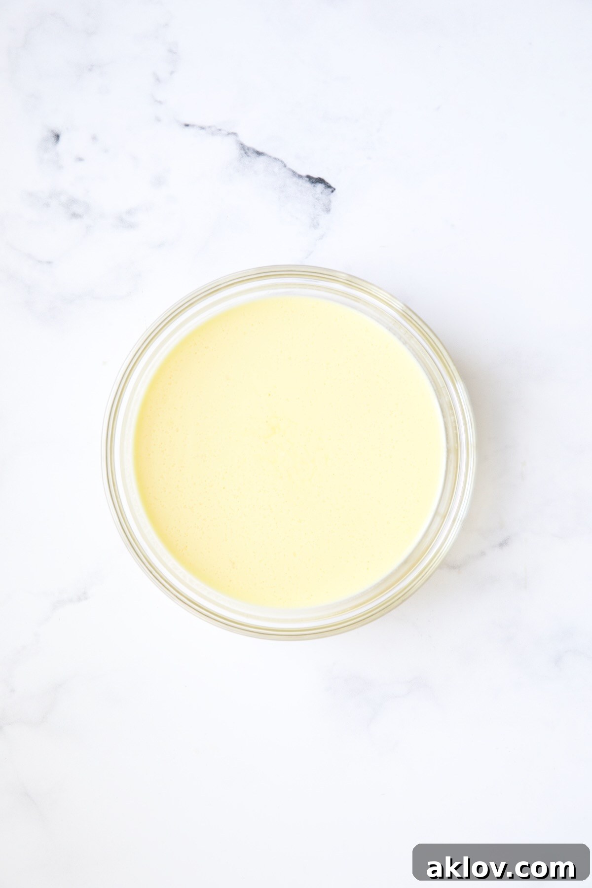Custard for tortilla in glass bowl.