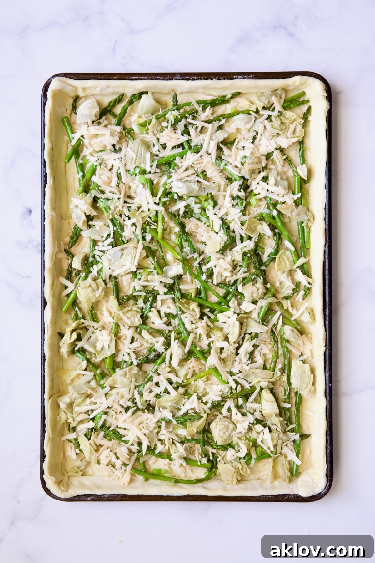 Tart with spring vegetables and cheese added.