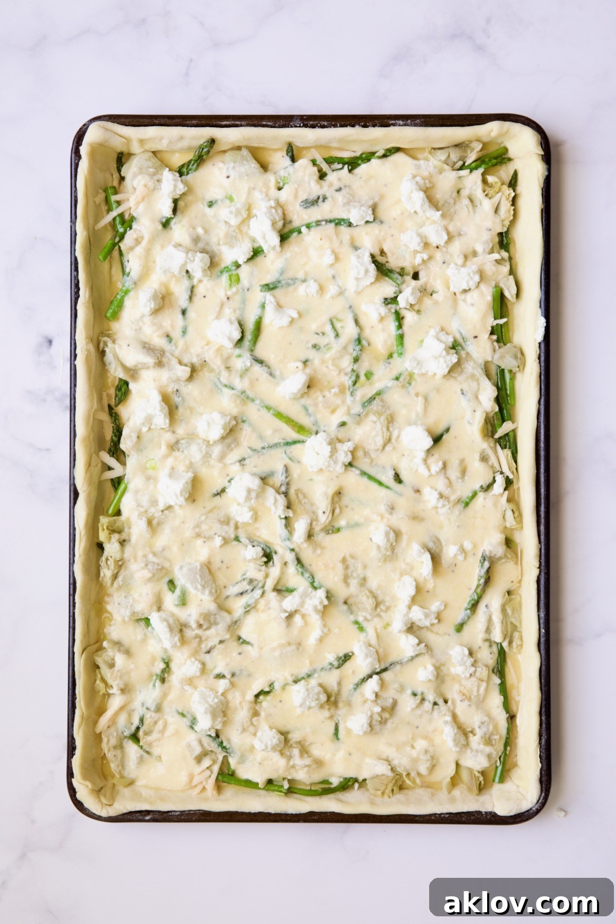 Puff pastry tart before being baked.