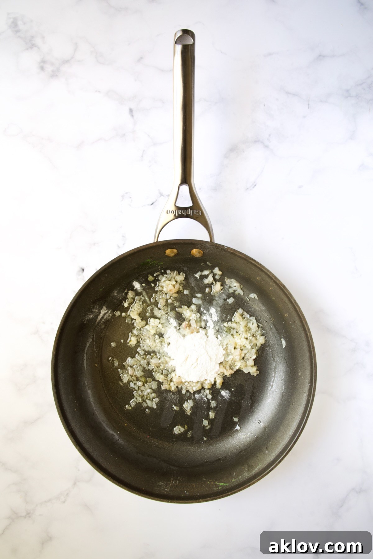 Cooked shallots in butter in a nonstick skillet with flour added.