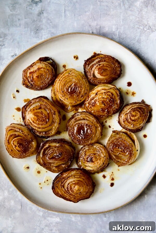Roasted Onions on round plate.