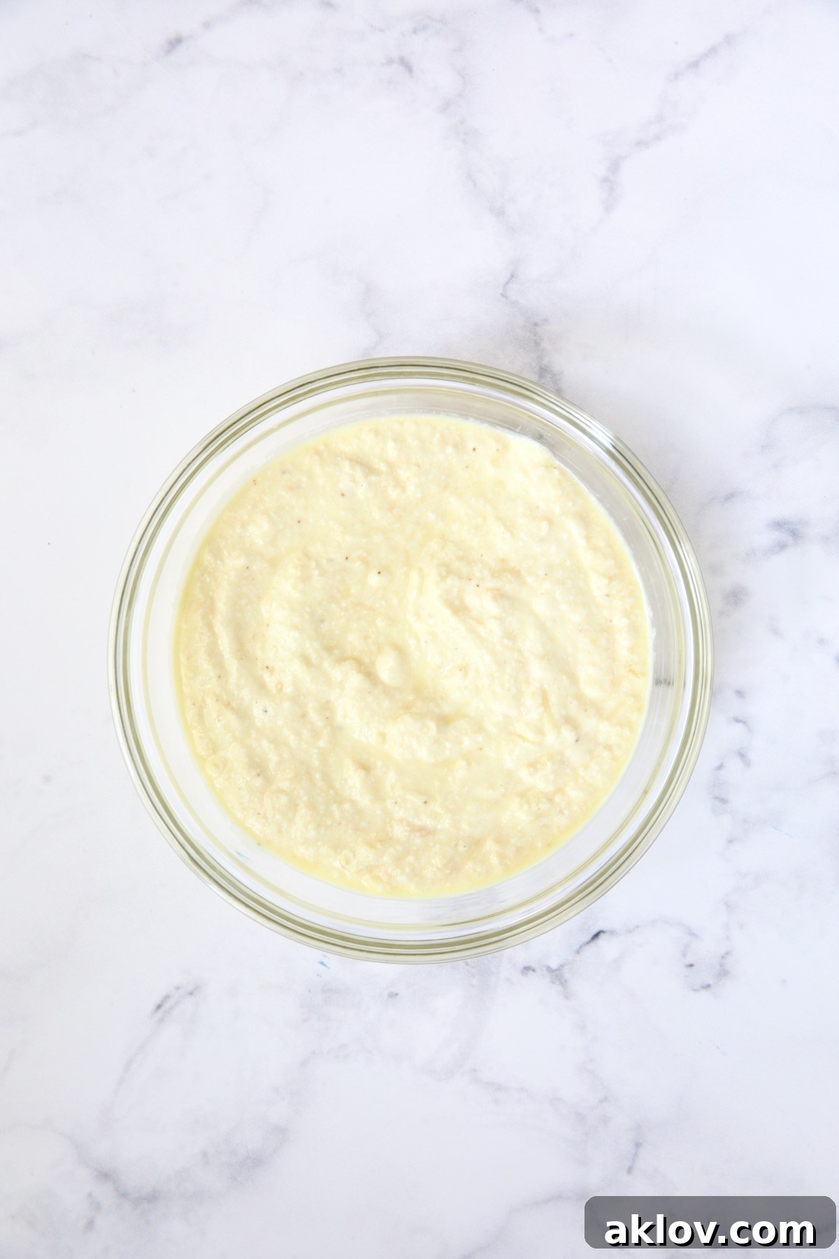 Ricotta custard in glass bowl.