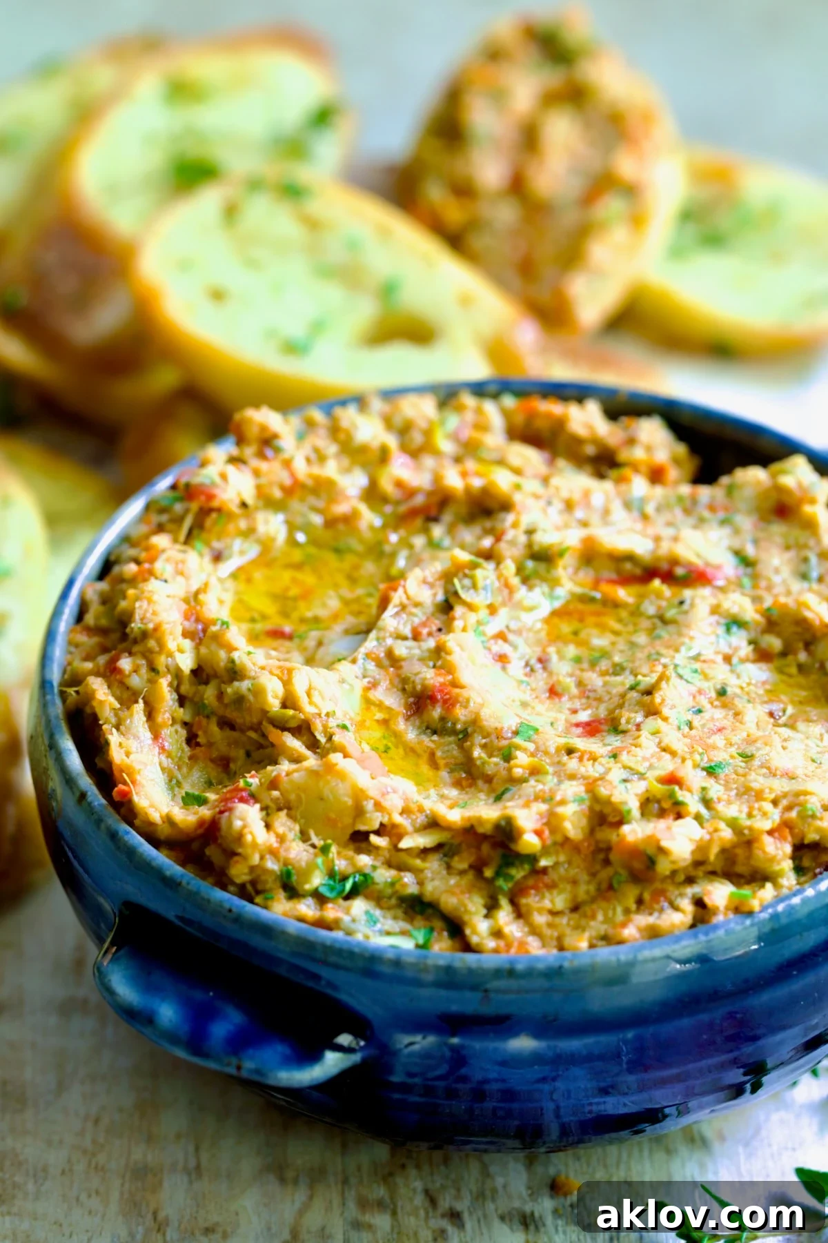 Freshly prepared Artichoke Tapenade in a rustic bowl, ready to be served.