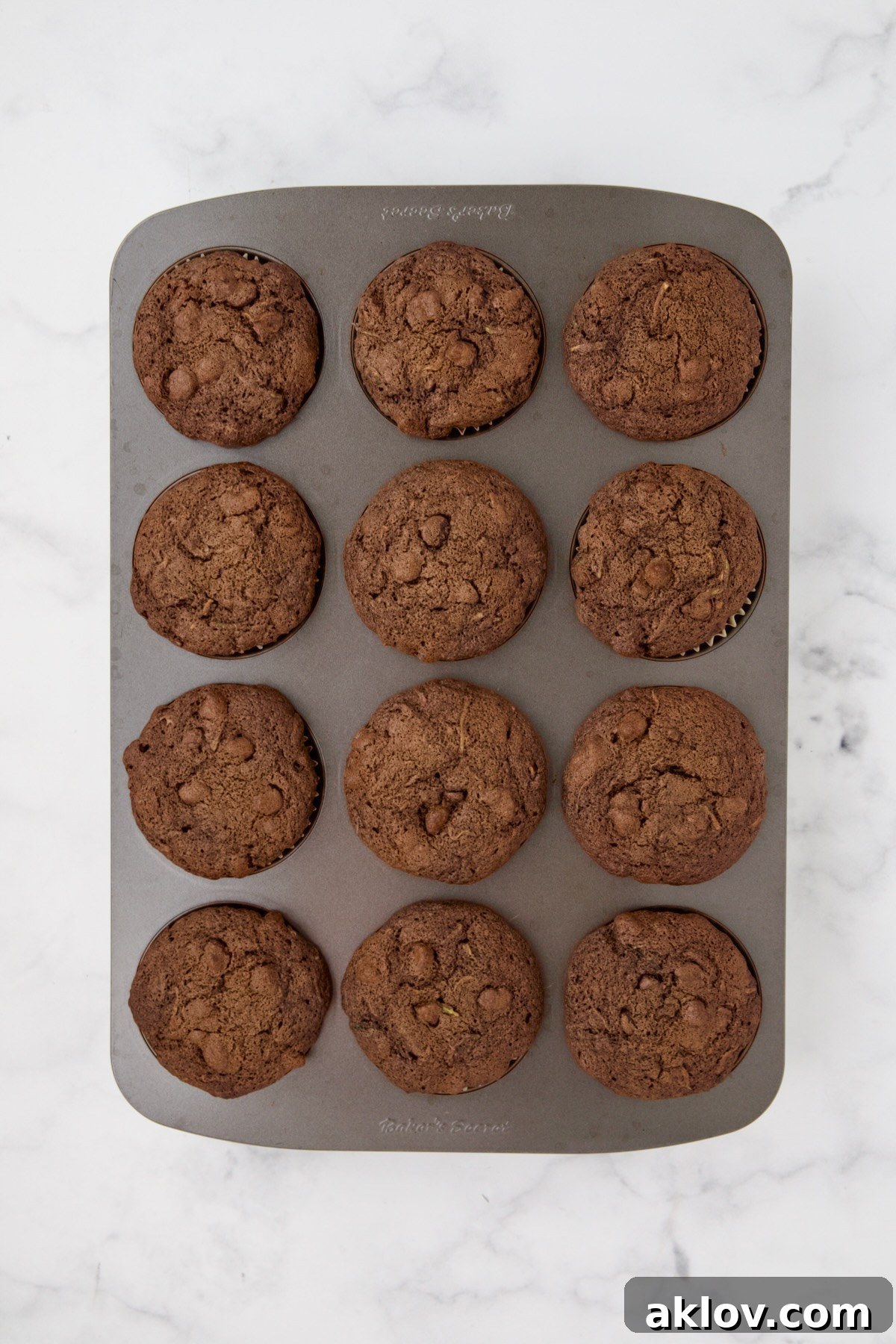 Baked muffins in 12-cup muffin pan.