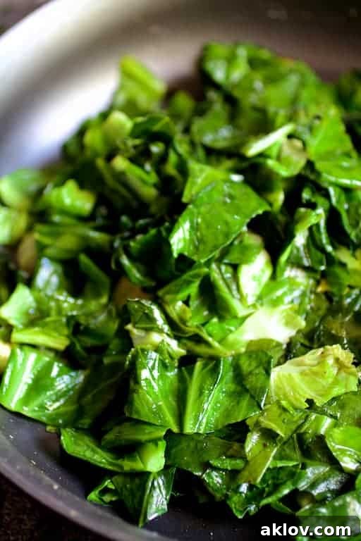 Photo of sauteed greens in skillet.