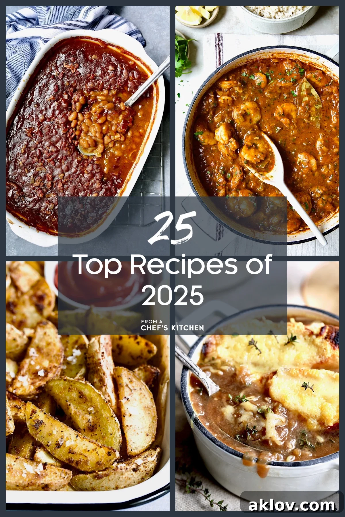 Graphic for 25 Top Recipes of 2025, featuring a collage of delicious dishes and bold text.