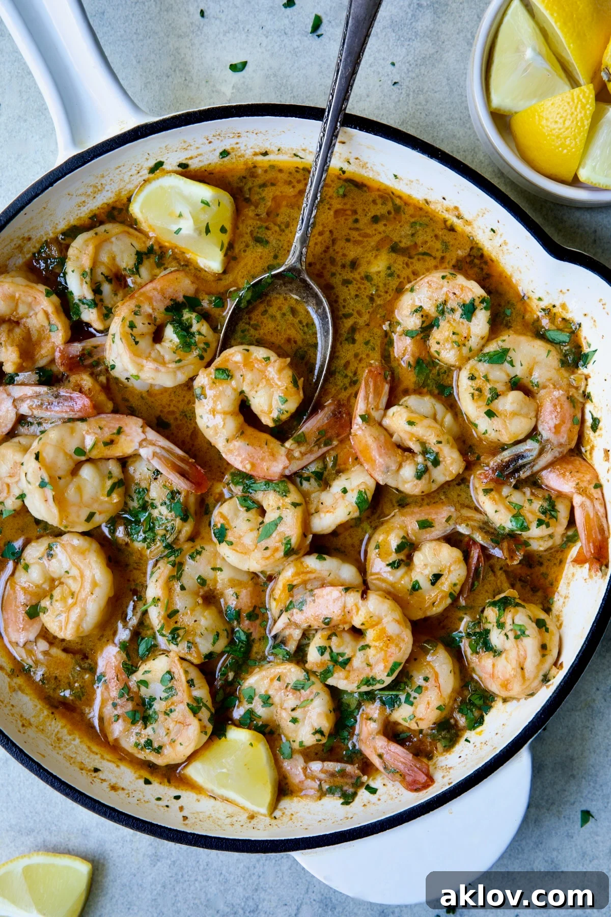 Cajun Butter Shrimp in skillet.