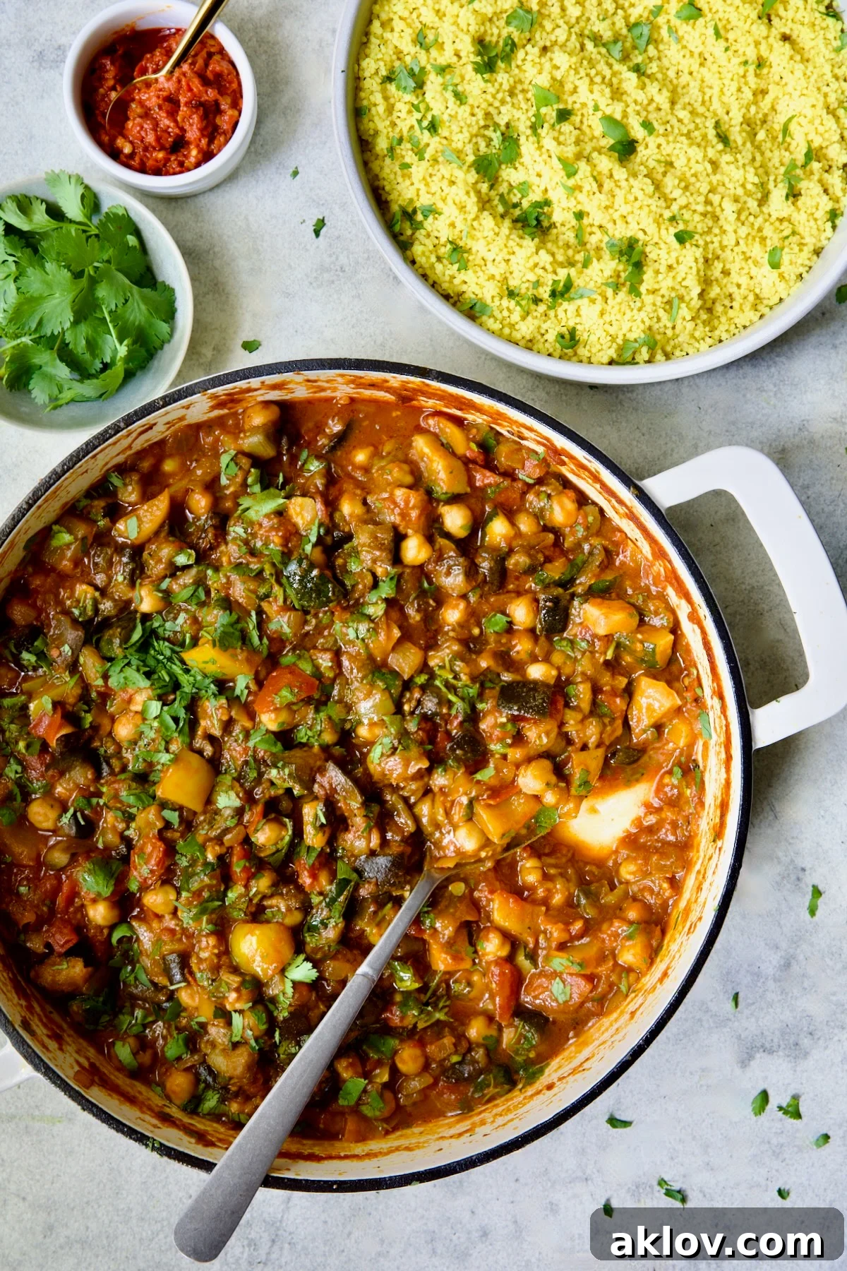 Stew served with couscous