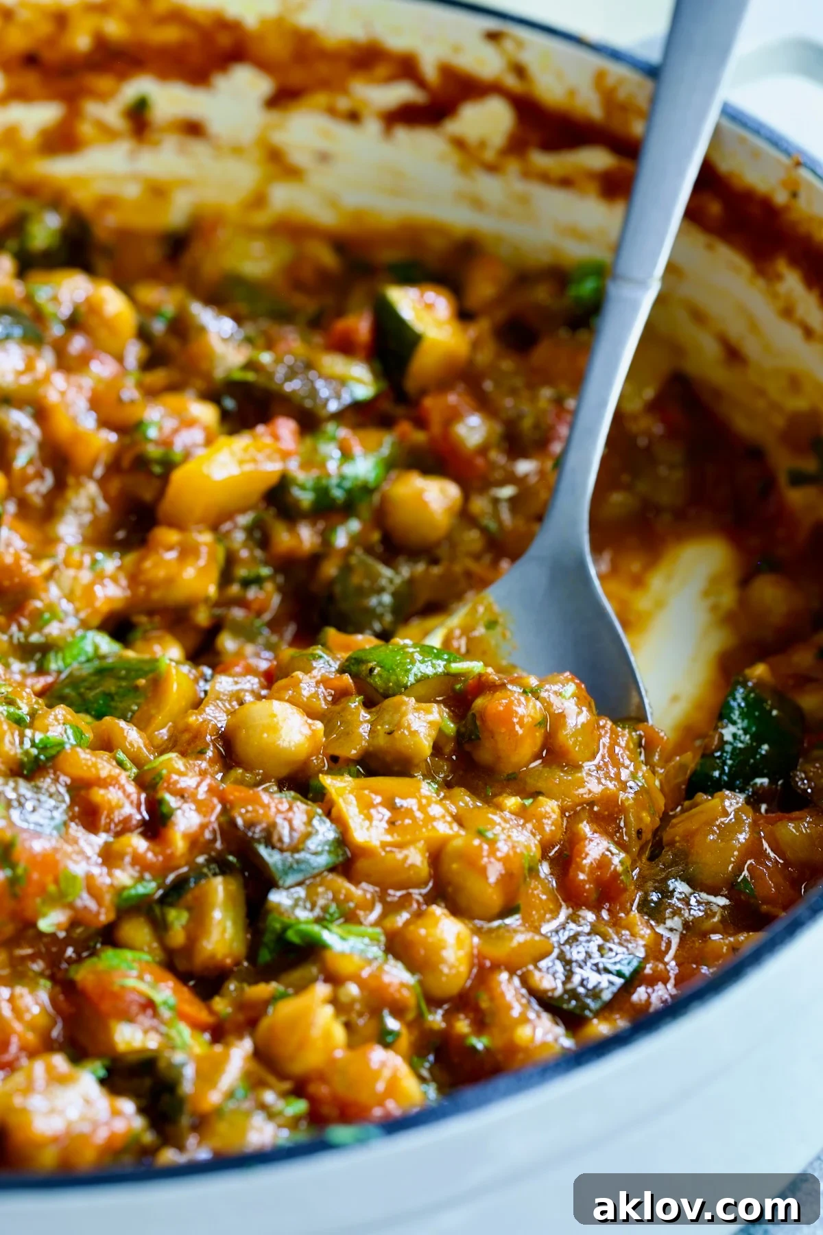 Moroccan Eggplant Stew in skillet