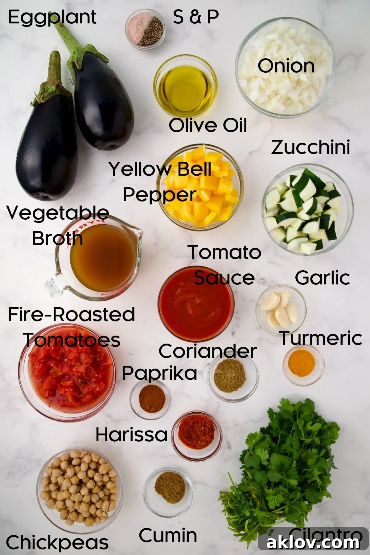 Ingredients for Moroccan Eggplant Stew